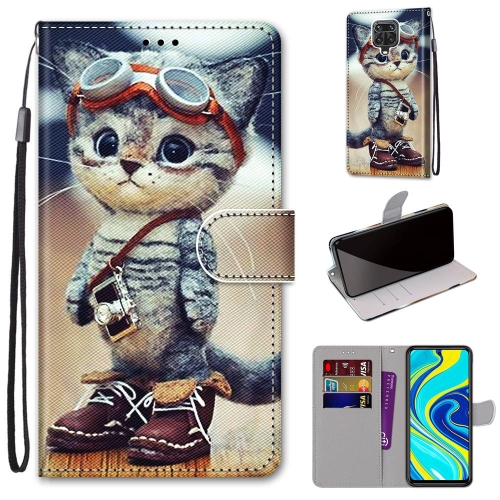 

For Xiaomi Redmi Note 9S / 9 Pro Coloured Drawing Cross Texture Horizontal Flip PU Leather Case with Holder & Card Slots & Wallet & Lanyard(Leather Shoes Cat)