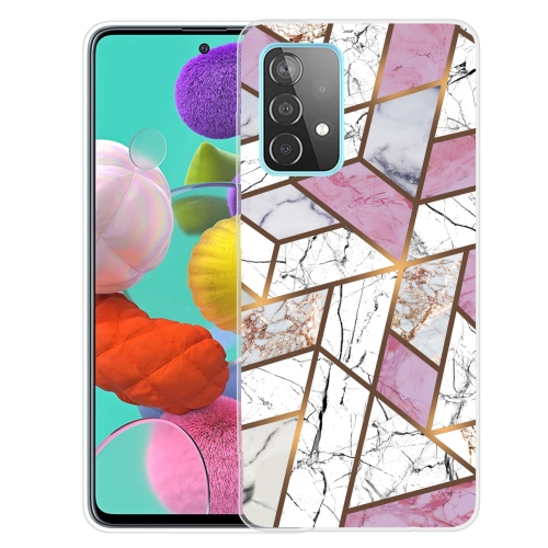 

For Samsung Galaxy A32 5G Marble Shockproof TPU Protective Case(Rhombus White Purple)