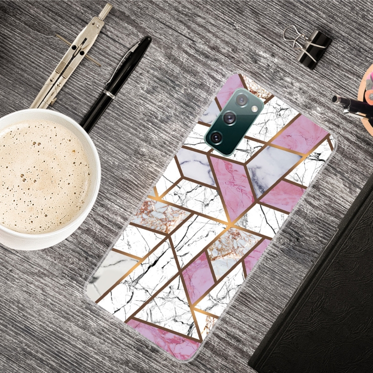 

For Samsung Galaxy S20 FE Marble Shockproof TPU Protective Case(Rhombus White Purple)