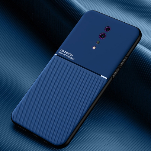 

For OPPO Reno Z Classic Tilt Strip Grain Magnetic Shockproof PC + TPU Case(Blue)