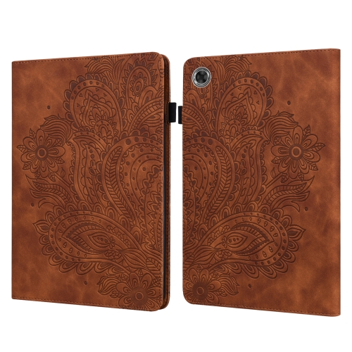 

For Lenovo Tab M8 (FHD) TB-8705F Peacock Embossed Pattern TPU + PU Horizontal Flip Leather Case with Holder & Card Slots & Wallet & Sleep / Wake-up Function(Brown)