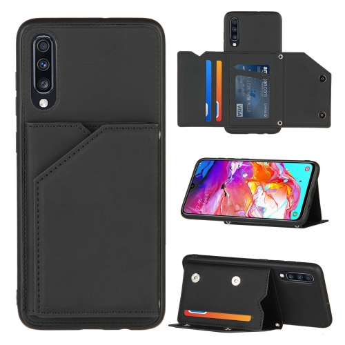 

For Samsung Galaxy A70 & A70s Skin Feel PU + TPU + PC Back Cover Shockproof Case with Card Slots & Holder & Photo Frame(Black)