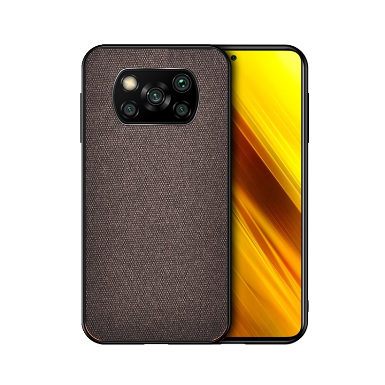 

For Xiaomi Poco X3 NFC Shockproof Splicing PU + Cloth Protective Case(Mercerized Brown)