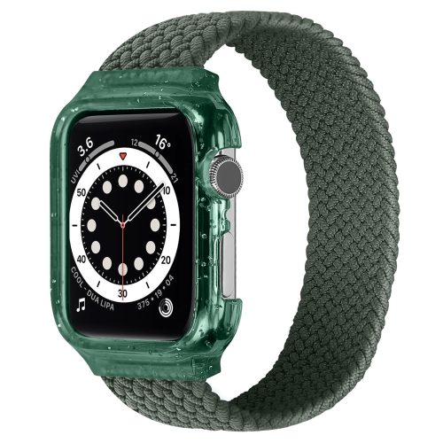 

Weave Wrist Strap Watch Bands with Frame For Apple Watch Series 8&7 41mm / SE 2&6&SE&5&4 40mm / 3&2&1 38mm, Length:140mm(Dark Olive Green)