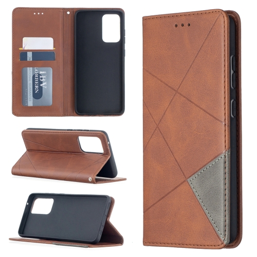 

For Samsung Galaxy A52 5G / 4G Prismatic Invisible Magnetic Horizontal Flip Leather Case with Holder & Card Slots & Photo Frame(Brown)