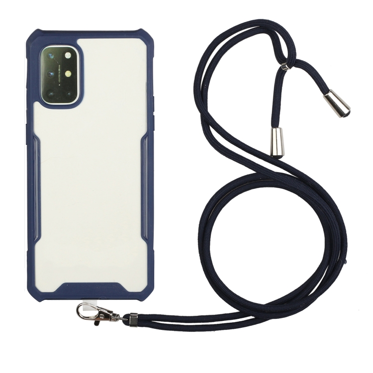 

For Xiaomi Redmi Note 9 / Poco M3 Acrylic + Color TPU Shockproof Case with Neck Lanyard(Dark Blue)