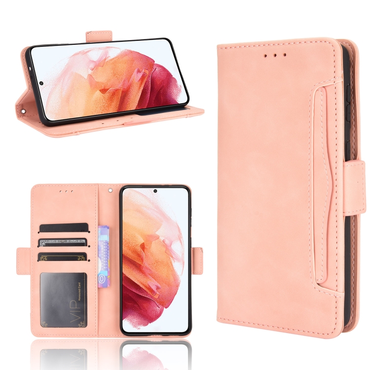 

For Samsung Galaxy S21 5G Skin Feel Calf Pattern Horizontal Flip Leather Case with Holder & Card Slots & Photo Frame(Pink)