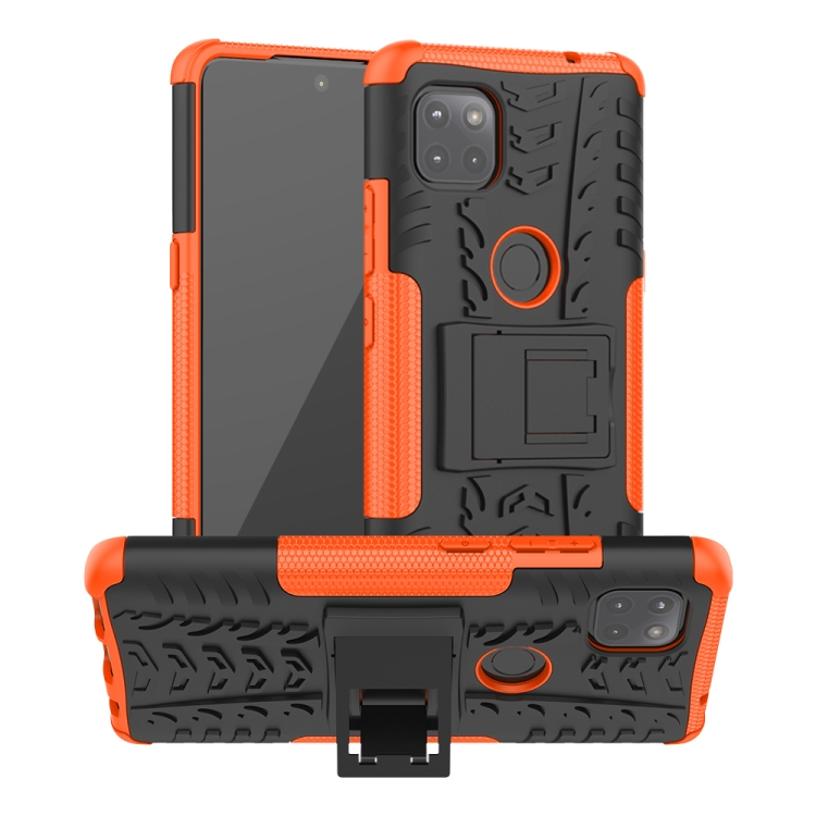 

For Motorola Moto G 5G Tire Texture Shockproof TPU+PC Protective Case with Holder(Orange)