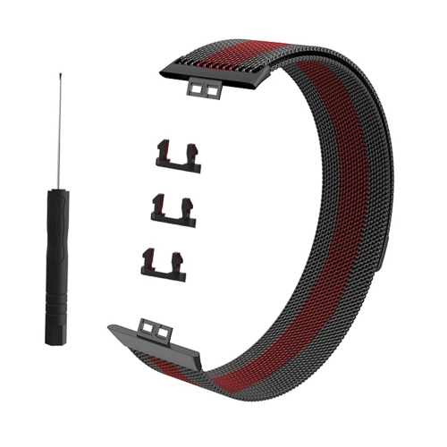 

For Huawei Watch Fit Milanese Watch Band(Black Red)
