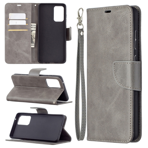 

For Samsung Galaxy A72 5G / 4G Retro Lambskin Texture Pure Color Horizontal Flip PU Leather Case with Holder & Card Slots & Wallet & Lanyard(Grey)