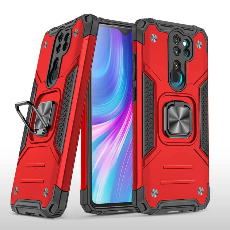 

For Xiaomi Redmi Note 8 Pro Magnetic Armor Shockproof TPU + PC Case with Metal Ring Holder(Red)