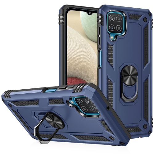 

For Samsung Galaxy A12 5G Shockproof TPU + PC Protective Case with 360 Degree Rotating Holder(Blue)