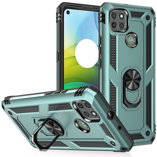 

For Motorola Moto G9 Power Shockproof TPU + PC Protective Case with 360 Degree Rotating Holder(Dark Green)