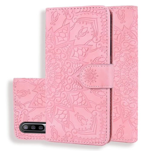 

For Xiaomi Mi CC9e / Mi A3 Calf Pattern Mandala Double Folding Design Embossed Leather Case with Wallet & Holder & Card Slots(Pink)