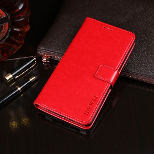 

For Xiaomi Redmi Note 9T 5G idewei Crazy Horse Texture Horizontal Flip Leather Case with Holder & Card Slots & Wallet(Red)