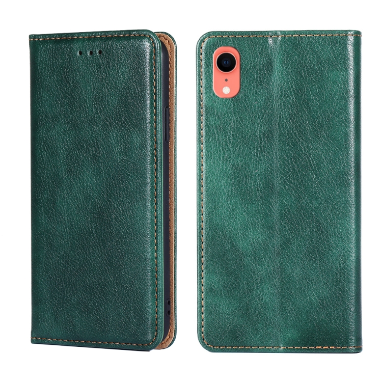 

For iPhone XR PU + TPU Gloss Oil Solid Color Magnetic Horizontal Flip Leather Case with Holder & Card Slot & Wallet(Green)