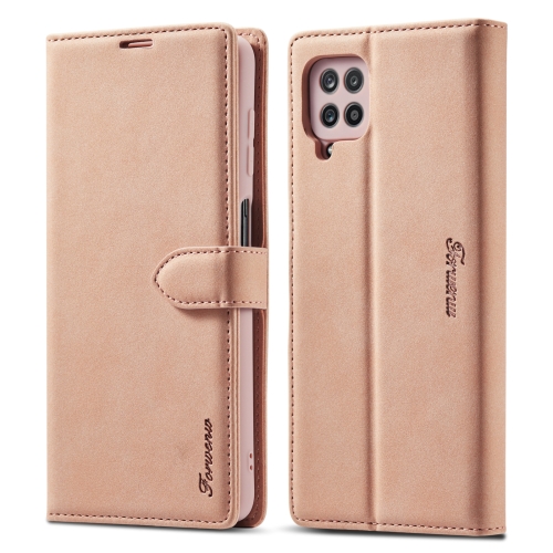 

For Samsung Galaxy A12 Forwenw F1 Series Matte Strong Magnetism Horizontal Flip Leather Case with Holder & Card Slots & Wallet & Photo Frame(Rose Gold)