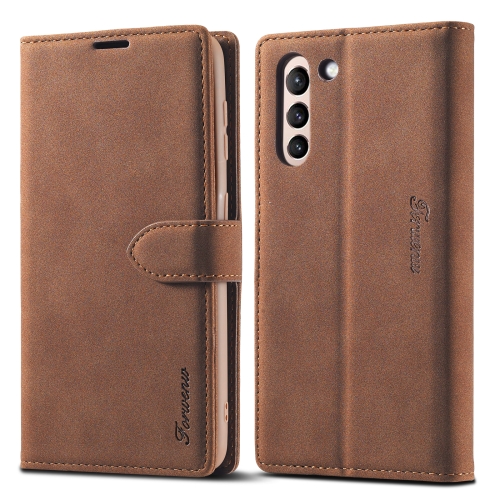 

For Samsung Galaxy S21 5G Forwenw F1 Series Matte Strong Magnetism Horizontal Flip Leather Case with Holder & Card Slots & Wallet & Photo Frame(Brown)