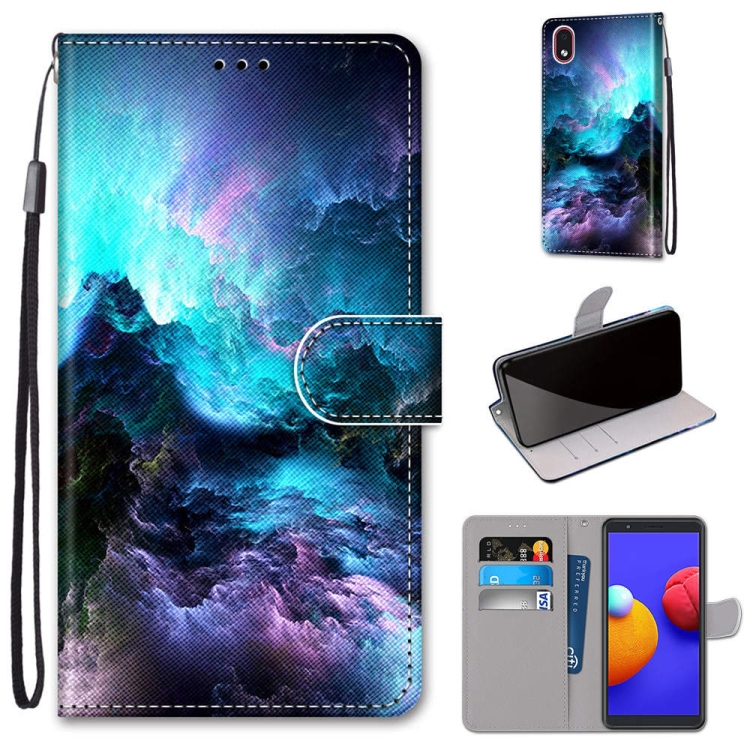 

For Samsung Galaxy A01 Core Coloured Drawing Cross Texture Horizontal Flip PU Leather Case with Holder & Card Slots & Wallet & Lanyard(Colorful Clouds)