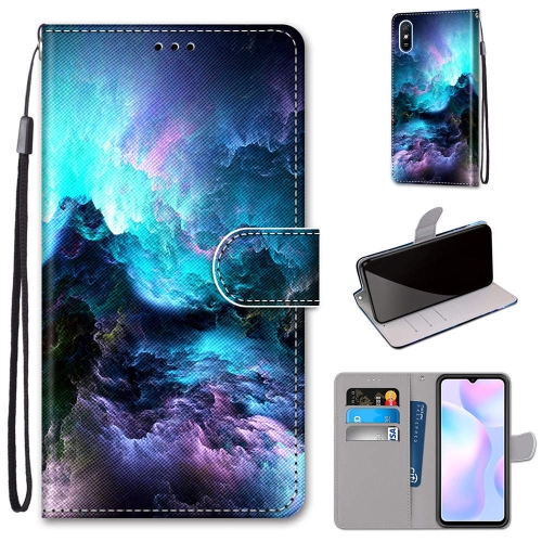 For Xiaomi Redmi 9A Coloured Drawing Cross Texture Horizontal Flip PU Leather Case with Holder & Card Slots & Wallet & Lanyard(Colorful Clouds) digital food scale 10kg 22lb rechargeable digital kitchen scale with lcd display touch buttons 7 units option 3g 0 1oz precise graduation stainless steel digital scale for baking cooking