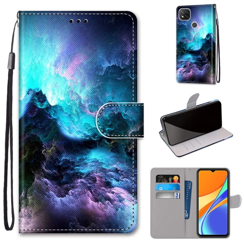 

For Xiaomi Redmi 9C Coloured Drawing Cross Texture Horizontal Flip PU Leather Case with Holder & Card Slots & Wallet & Lanyard(Colorful Clouds)