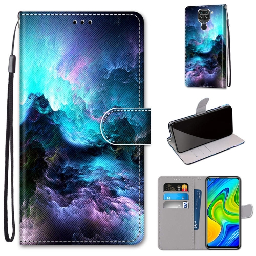 

For Xiaomi Redmi 10X 4G / Note 9 Coloured Drawing Cross Texture Horizontal Flip PU Leather Case with Holder & Card Slots & Wallet & Lanyard(Colorful Clouds)