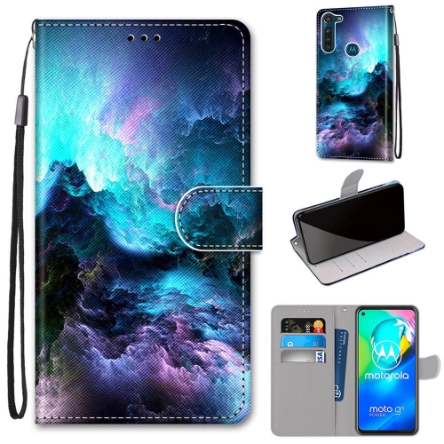 

For Motorola Moto G8 Power Coloured Drawing Cross Texture Horizontal Flip PU Leather Case with Holder & Card Slots & Wallet & Lanyard(Colorful Clouds)