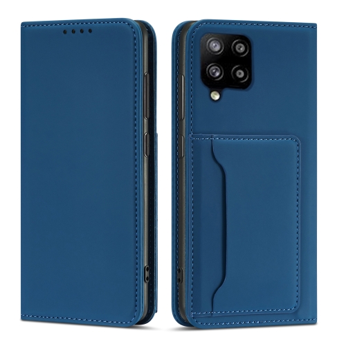 

For Samsung Galaxy A12 5G Strong Magnetism Liquid Feel Horizontal Flip Leather Case with Holder & Card Slots & Wallet(Blue)