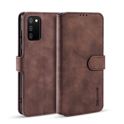 

For samsung Galaxy A02s DG.MING Retro Oil Side Horizontal Flip Leather Case with Holder & Card Slots & Wallet(coffee)