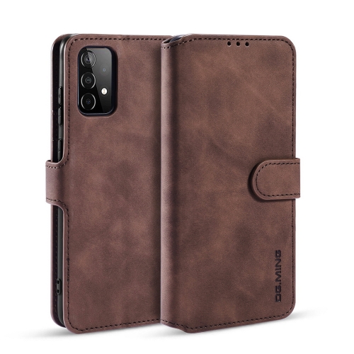 

For samsung Galaxy A52 5G / 4G DG.MING Retro Oil Side Horizontal Flip Leather Case with Holder & Card Slots & Wallet(coffee)