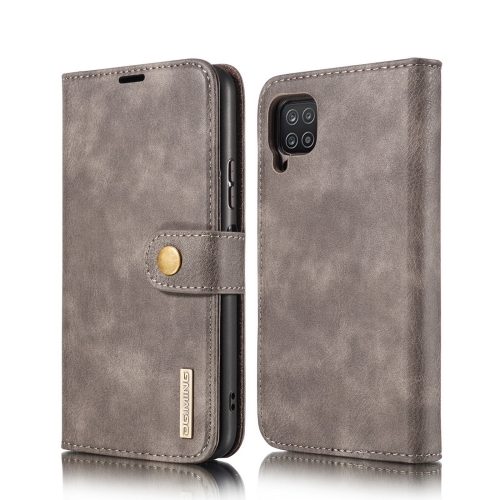

For Samsung Galaxy A12 DG.MING Crazy Horse Texture Flip Detachable Magnetic Leather Case with Holder & Card Slots & Wallet(Grey)