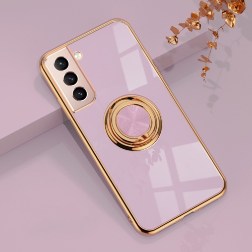 

For Samsung Galaxy S21 5G 6D Electroplating Full Coverage Silicone Protective Case with Magnetic Ring Holder(Light Purple)