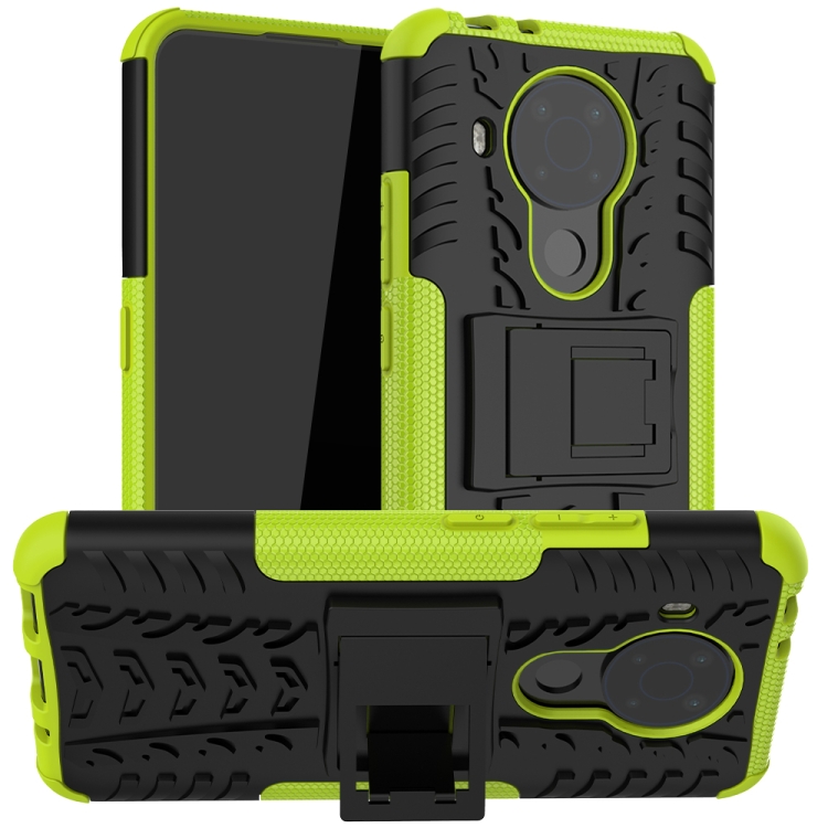 

For Nokia 3.4 / 5.4 Tire Texture Shockproof TPU+PC Protective Case with Holder(Green)