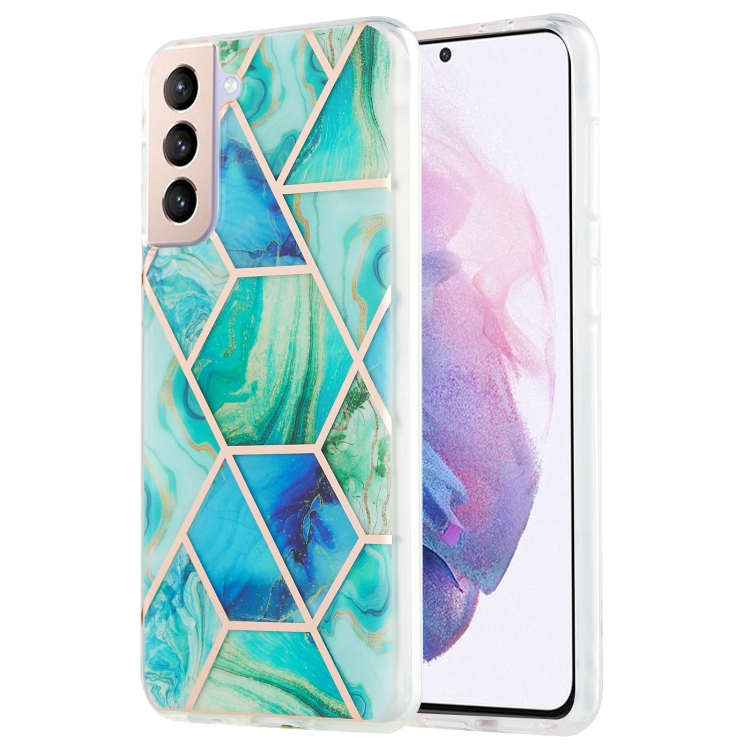 

For Samsung Galaxy S21 Plus 5G 3D Electroplating Marble Pattern TPU Protective Case(Green)