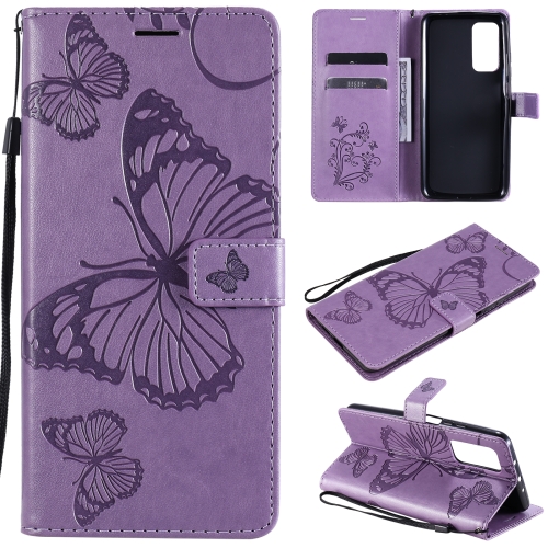 

For Xiaomi Mi 10T / Mi 10T Pro 3D Butterflies Embossing Pattern Horizontal Flip Leather Case with Holder & Card Slot & Wallet(Purple)