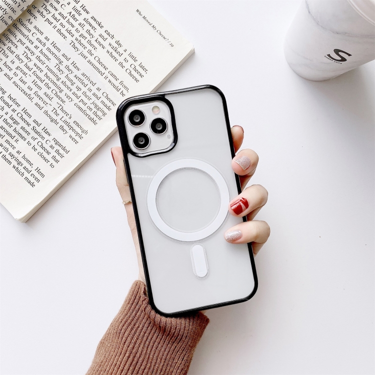 

For iPhone 11 Clear PC + TPU Full Coverage Shockproof Magnetic Magsafe Case (Black)