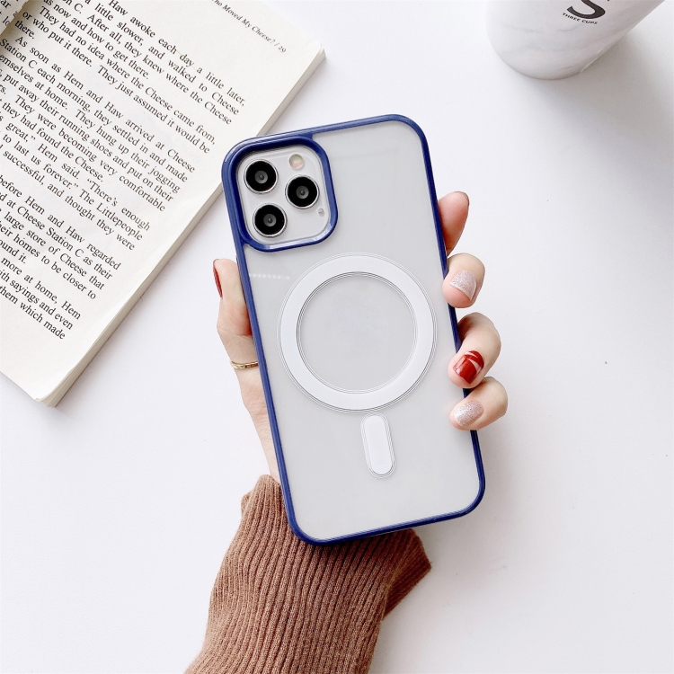 

Clear PC + TPU Full Coverage Shockproof Magnetic Magsafe Case For iPhone 12 / 12 Pro(Blue)