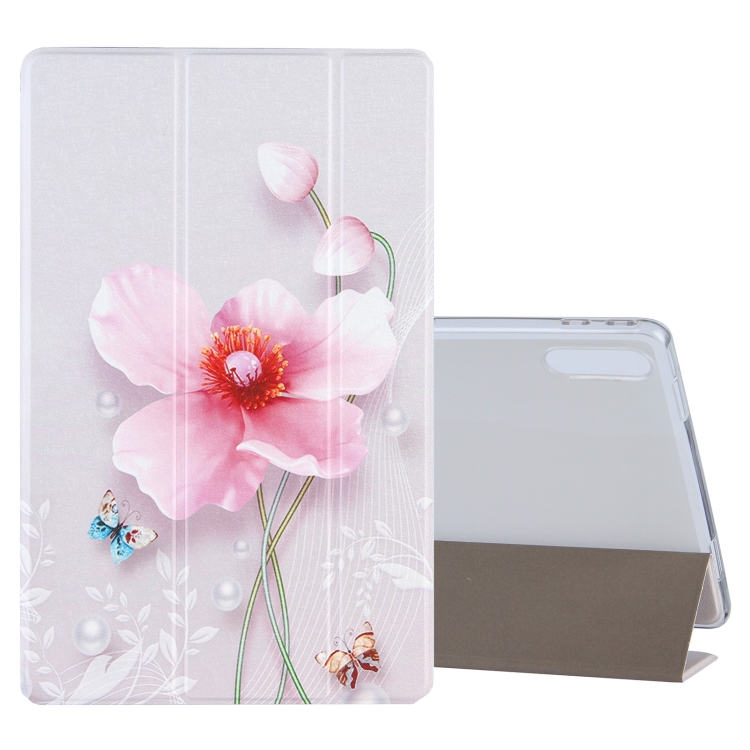 

For Lenovo Tab P11 Pro (TB-XJ706F) Coloured Drawing Pattern Horizontal Flip Leather Case with Three-folding Holder(Pearl Flower)