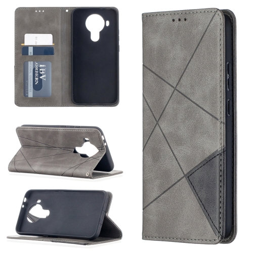 

For Nokia 5.4 Rhombus Texture Horizontal Flip Magnetic Leather Case with Holder & Card Slots & Wallet(Grey)
