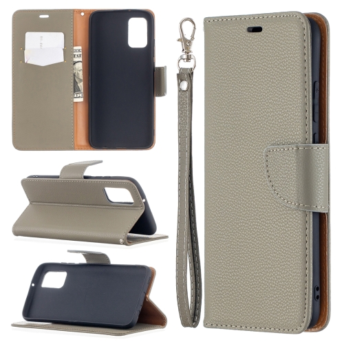 

For Samsung Galaxy A02s (EU Version) Litchi Texture Pure Color Horizontal Flip Leather Case with Holder & Card Slots & Wallet & Lanyard(Grey)