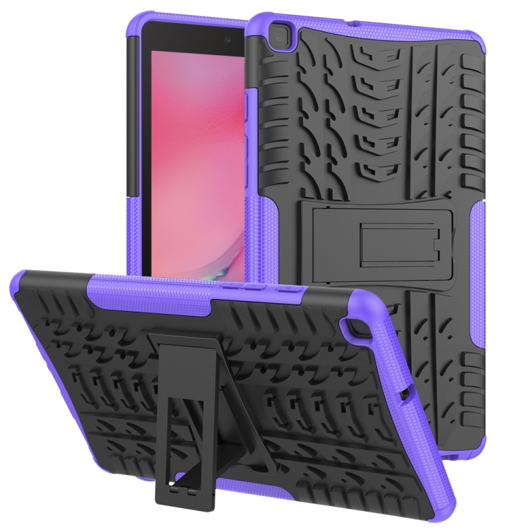 

For Samsung Galaxy Tab A8.0 (2019) T295 / T290 Tire Texture TPU+PC Shockproof Case with Holder(Purple)