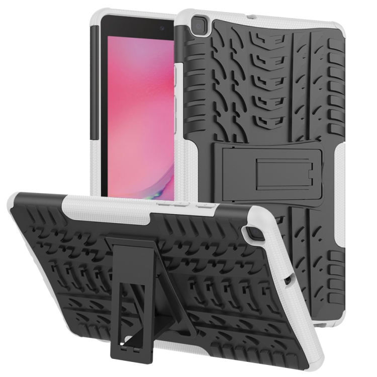 

For Samsung Galaxy Tab A8.0 (2019) T295 / T290 Tire Texture TPU+PC Shockproof Case with Holder(White)