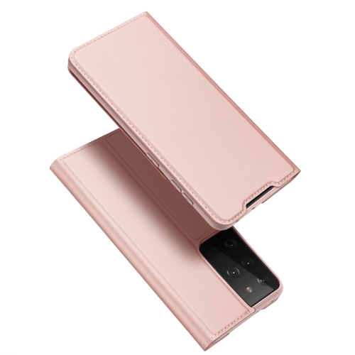 

For Samsung Galaxy S21 Ultra 5G DUX DUCIS Skin Pro Series Horizontal Flip PU + TPU Leather Case with Holder & Card Slots(Rose Gold)