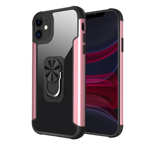 

PC +TPU + Metal Shockproof Protective Case with Ring Holder For iPhone 11(Rose Gold)