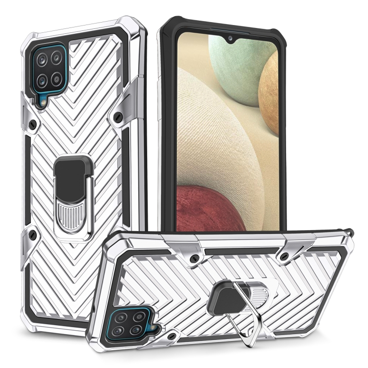 

For Samsung Galaxy A12 Cool Armor PC + TPU Shockproof Case with 360 Degree Rotation Ring Holder(Silver)