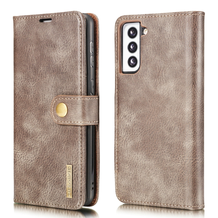 

For Samsung Galaxy S21+ 5G DG.MING Crazy Horse Texture Flip Detachable Magnetic Leather Case with Holder & Card Slots & Wallet(Grey)