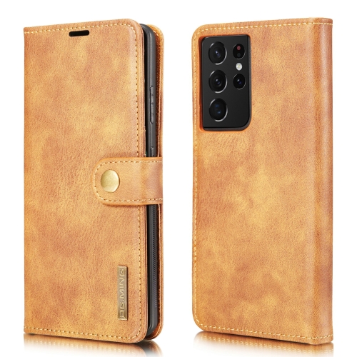 

For Samsung Galaxy S21 Ultra 5G DG.MING Crazy Horse Texture Flip Detachable Magnetic Leather Case with Holder & Card Slots & Wallet(Brown)