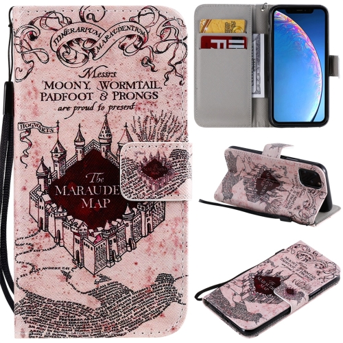 

For iPhone 11 Pro Painted Pattern Horizontal Flip Leather Case, with Wallet & Holder & Card Slots & Lanyard(Castle)