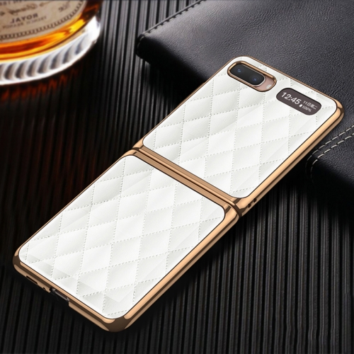 

For Samsung Galaxy Z Flip 5G GKK Plating Glass + PC Foldable Painted Pattern Case(White Grid)