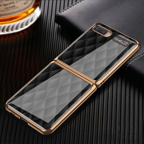 

For Samsung Galaxy Z Flip 5G GKK Plating Glass + PC Foldable Painted Pattern Case(Black Grid)